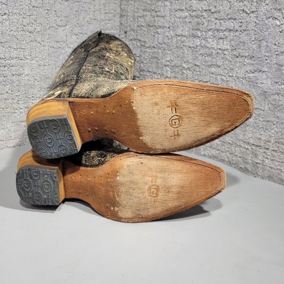 Corral Circle G Women's Size 7W US Black Crackle/Bone Embroidery Boots L5048 - Picture 9 of 11